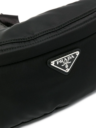 Shop Prada Triangle Patch Belt Bag In Bianco+nube