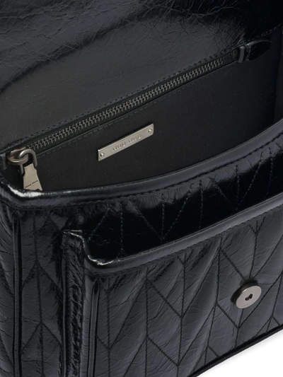 Shop Miu Miu Logo Plaque Quilted Shoulder Bag In Argento