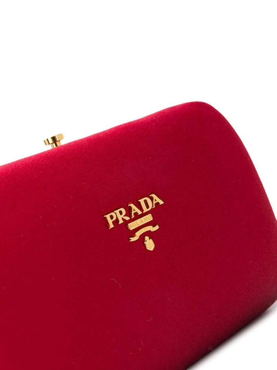 Shop Prada Logo Clutch Bag In Nero