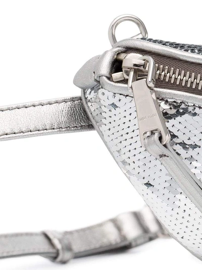 Shop Miu Miu Metallic Waist Bag In Argento