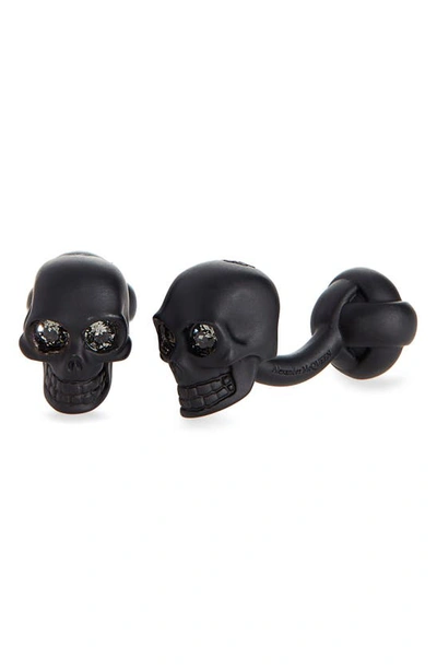 Shop Alexander Mcqueen Black Skull Cuff Links