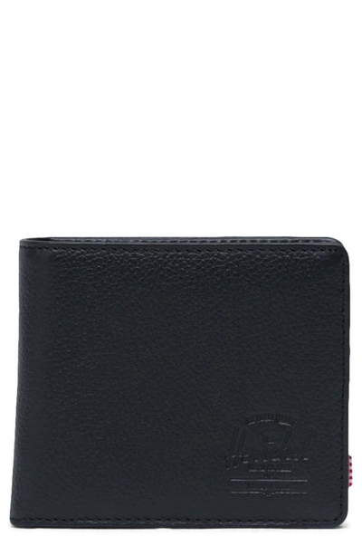 Shop Herschel Supply Co Xl Roy Leather Rfid Bifold Wallet In Black Pebbled Leather