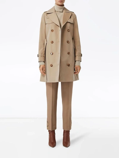 Shop Burberry The Short Islington Trench Coat In Canvas Green