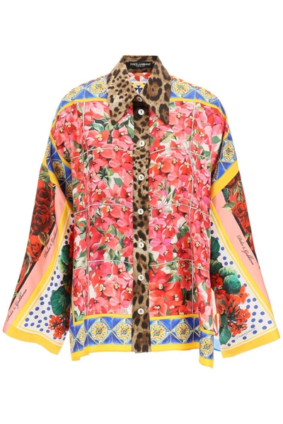 Shop Dolce & Gabbana Printed Shirt Silk In Variante Abbinata