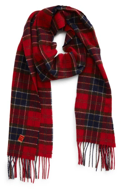 Shop Barbour Babour Oxdale Plaid Scarf In Red Tartan