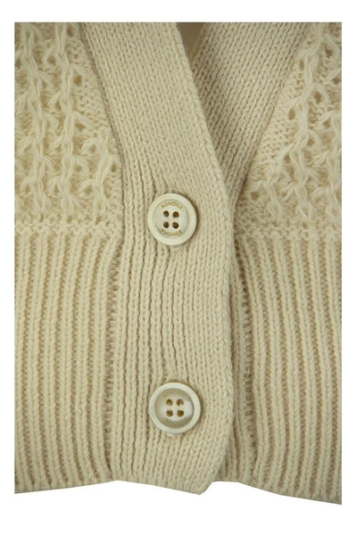 Shop Agnona Cashmere And Cotton Cardigan In Ivory