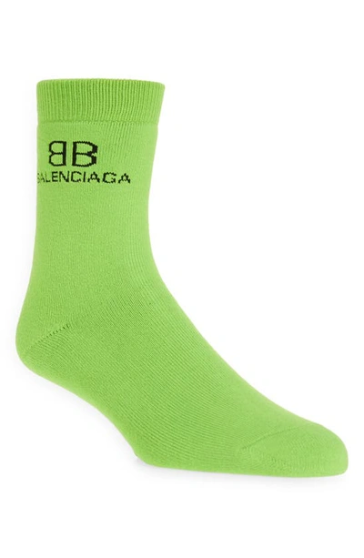 Shop Balenciaga Green Bb Socks In Green/black