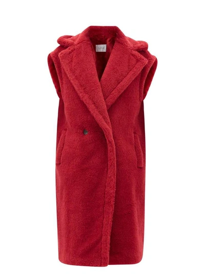 Shop Max Mara Teddy Vest In Alpaca And Wool In Blu