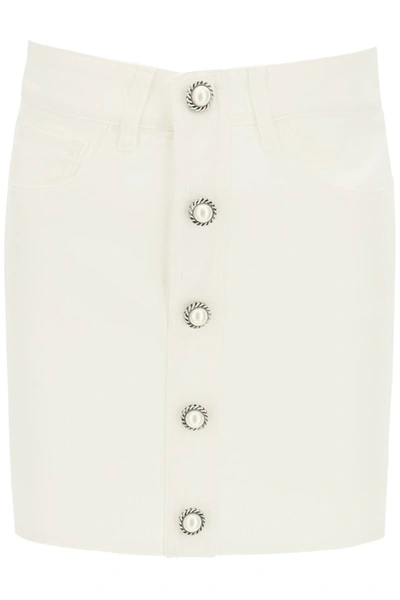Shop Alessandra Rich Drill Mini Skirt With Buttons In White