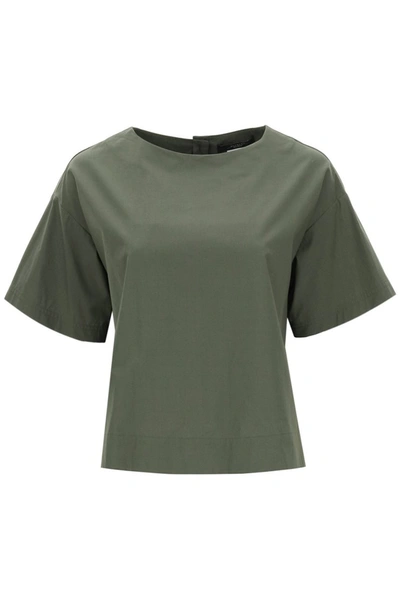 Shop Weekend Max Mara Cotton Top In Army Green