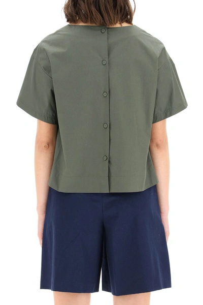 Shop Weekend Max Mara Cotton Top In Army Green