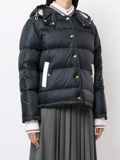 Shop Thom Browne Hooded Puffer Jacket In Off White