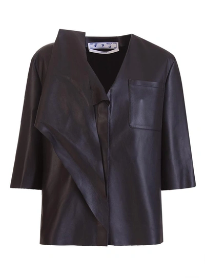 Shop Off-white Short-sleeves Leather Shirt In Nero