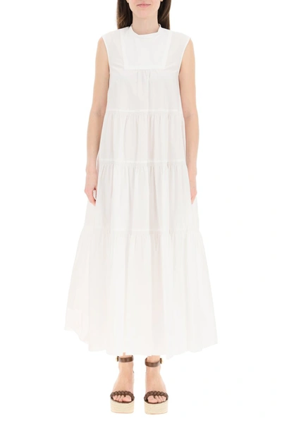 Shop Patou Tiered Maxi Dress In White