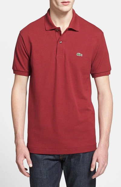 Shop Lacoste L1212 Regular Fit Piqué Polo In Wine Red