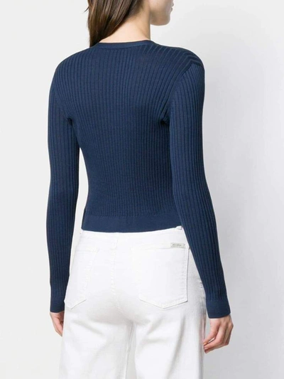 Shop Sottomettimi Ribbed Knit Cardigan In Navy
