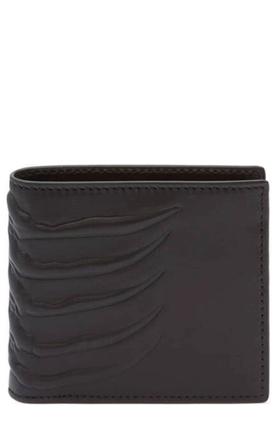 Shop Alexander Mcqueen Rib Cage Leather Bifold Wallet In Black