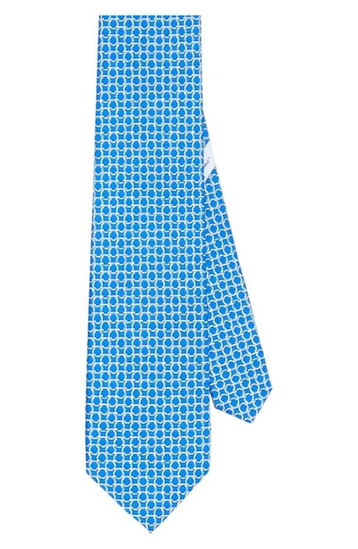 Shop Ferragamo Gancini Print Silk Tie In Bluette