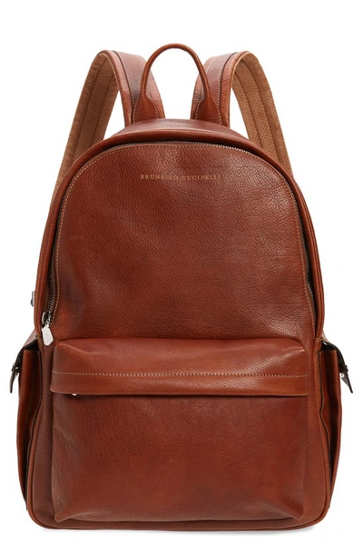 Shop Brunello Cucinelli Leather Backpack In Brown