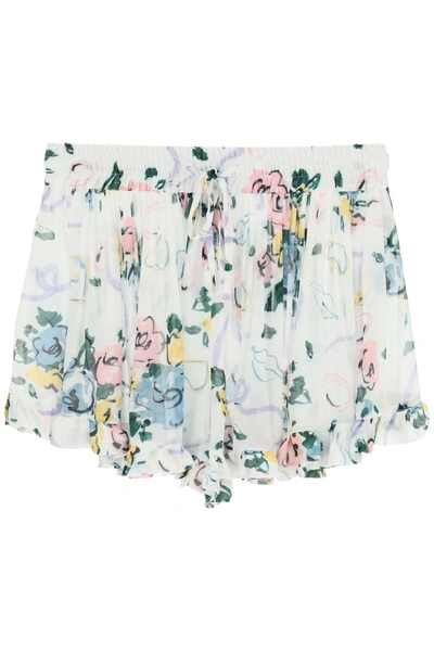 Shop Alessandra Rich Floral Print Shorts In White