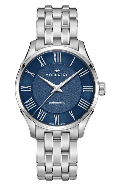 Shop Hamilton Jazzmaster Automatic Bracelet Watch, 40mm In Blue/silver