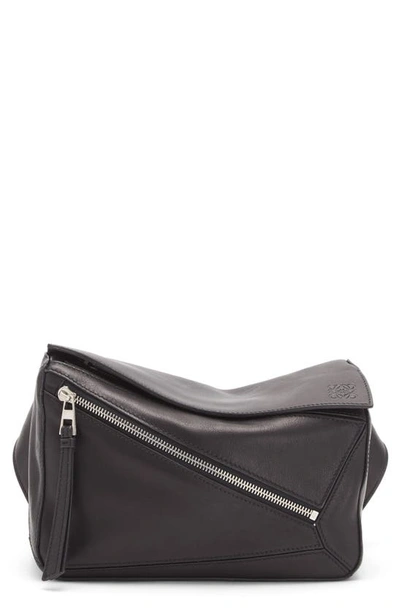 Shop Loewe Small Puzzle Leather Belt Bag In Black