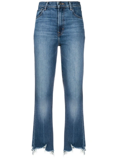 Shop J Brand Frayed Cropped Jeans In Blue