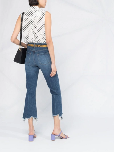 Shop J Brand Frayed Cropped Jeans In Blue