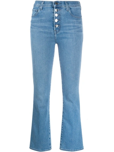 Shop J Brand Cropped Bell Leg Jeans In Blu