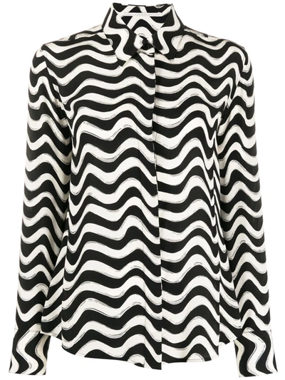 Shop Stella Mccartney Wave-print Long-sleeve Shirt In Powder