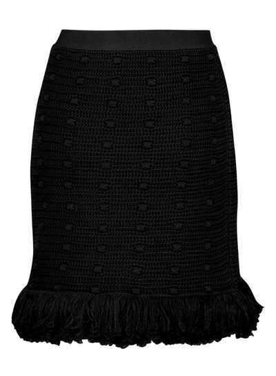 Shop Bottega Veneta Fringed Skirt In Nero