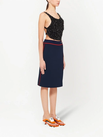 Shop Miu Miu Stripe-waistband Skirt In Naturale Nero