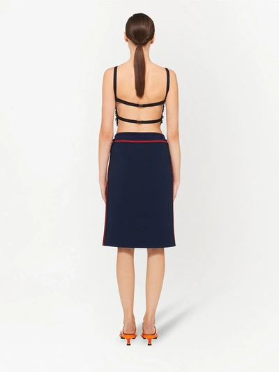 Shop Miu Miu Stripe-waistband Skirt In Naturale Nero