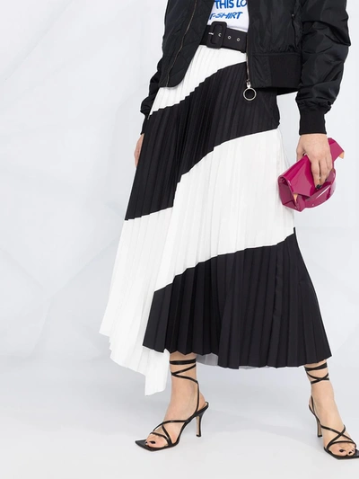Shop Off-white Off White Spiral Plisse Skirt Black White