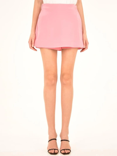 Shop Valentino Pink Crepe Couture Stretch Shorts