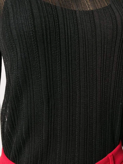 Shop L'autre Chose Lightweight Crochet V-neck Sweater In Black