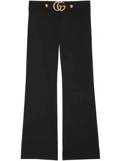 Shop Gucci Stretch Viscose Pant With Double G In Nero