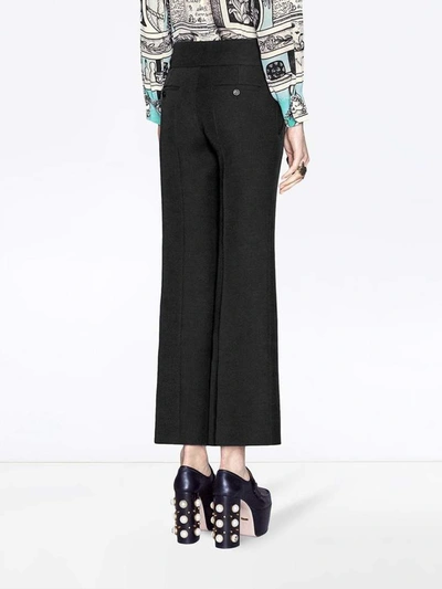 Shop Gucci Stretch Viscose Pant With Double G In Nero