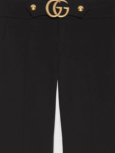 Shop Gucci Stretch Viscose Pant With Double G In Nero