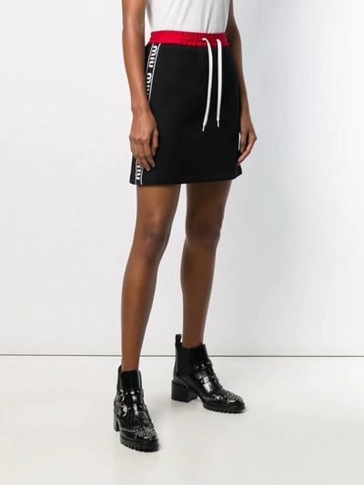 Shop Miu Miu Side Stripe Skirt In Nero