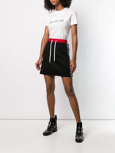 Shop Miu Miu Side Stripe Skirt In Nero
