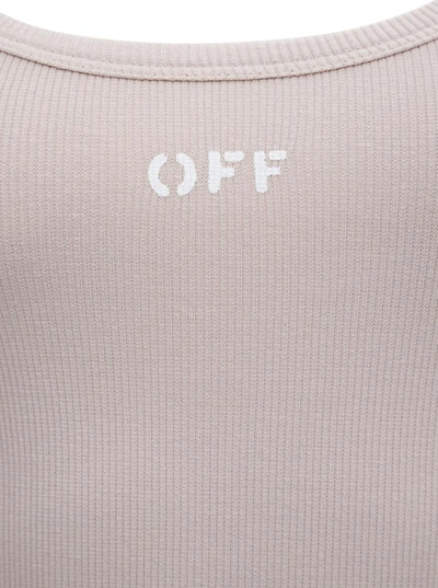 Shop Off-white Ribbed Cotton Tank Top With Logo In Grey