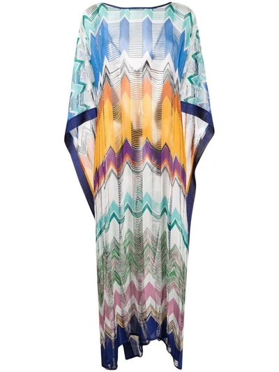 Shop Missoni Long Color Block Asymmetrical Dress In Multicolor