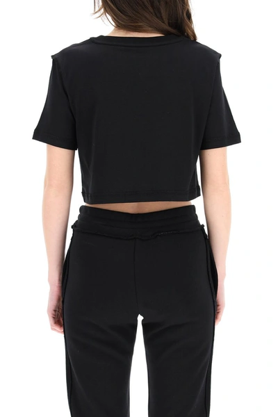 Shop Moschino Cropped T-shirt Inside Out Teddy Bear In Fantasia Nero