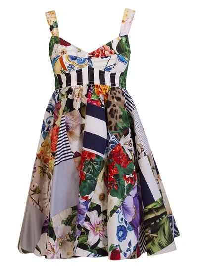 Shop Dolce & Gabbana Patchwork Print Flared Mini Dress In Variante Abbinata