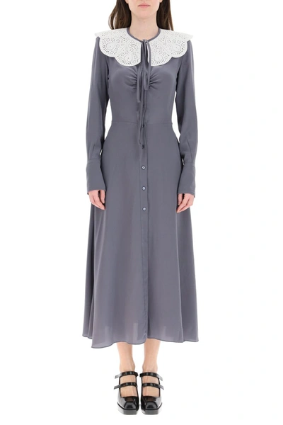 Shop Patou Shirt Dress With Collar In Grey