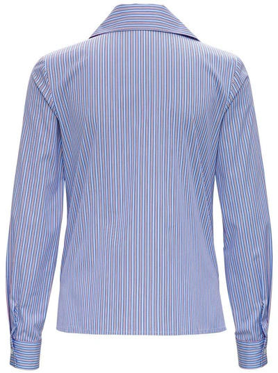 Shop Etro Striped Cotton Shirt With Logo In Light Blue