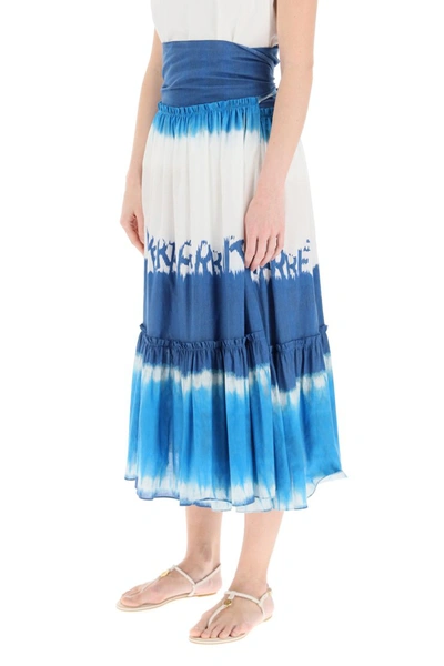 Shop Alberta Ferretti I Love Summer Tie-dye Long Skirt In Fantasia Blu