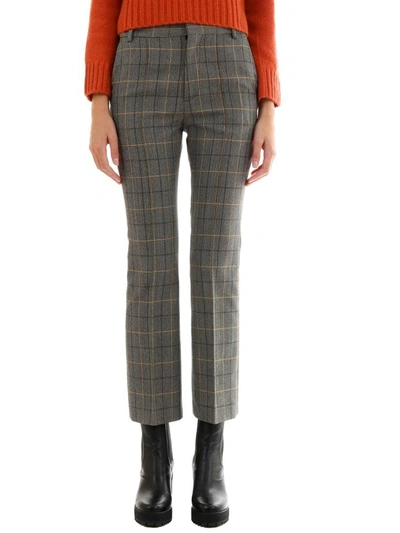 Shop Plan C Checked Trousers In Beige