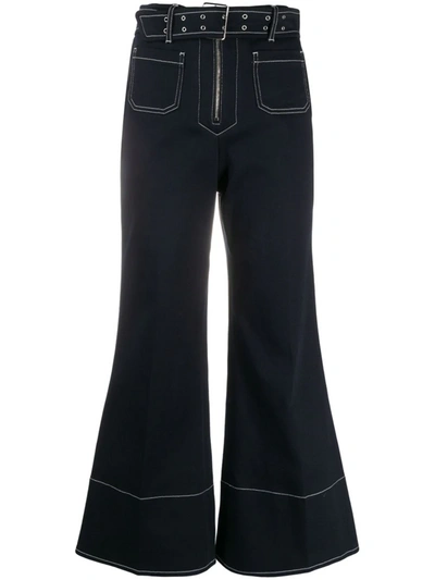 Shop Miu Miu Cropped Wide-leg Jeans In Ferro